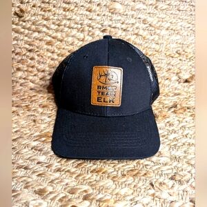 RMEF Black Mesh Hat SnapBack Cap Team Elk Logo Patch Rocky Mtn Foundation/New